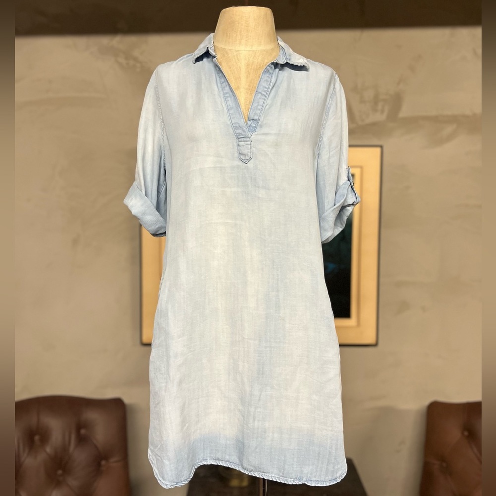 Cloth & Stone chambray 3/4 sleeve dress with pockets